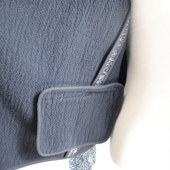 Ann Taylor Size L Boucle Tweed Draped Jacket Black White Marled - Picture 9 of 11